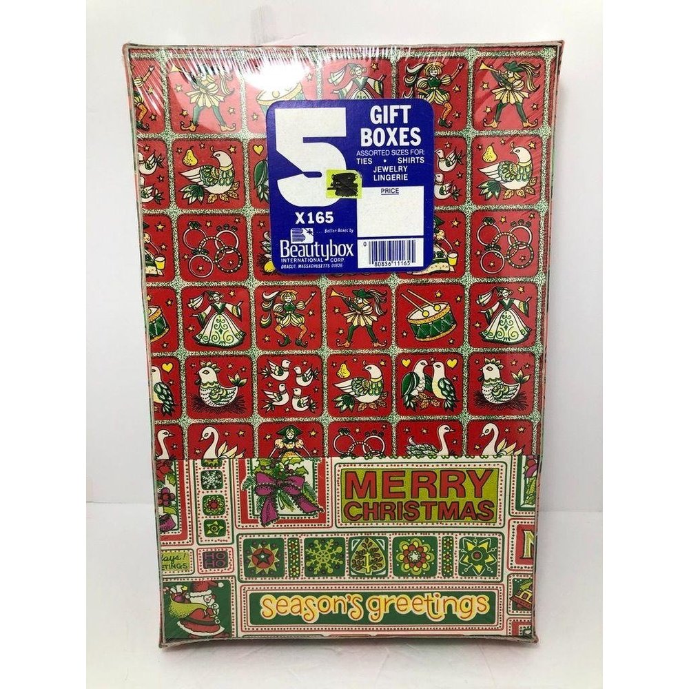 Vintage Beautybox Christmas Gift Boxes 5 pack Seal